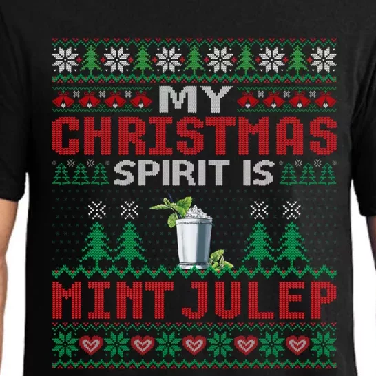 My Christmas Spirit Is Mint Julep Funny Cocktail Christmas Cute Gift Pajama Set