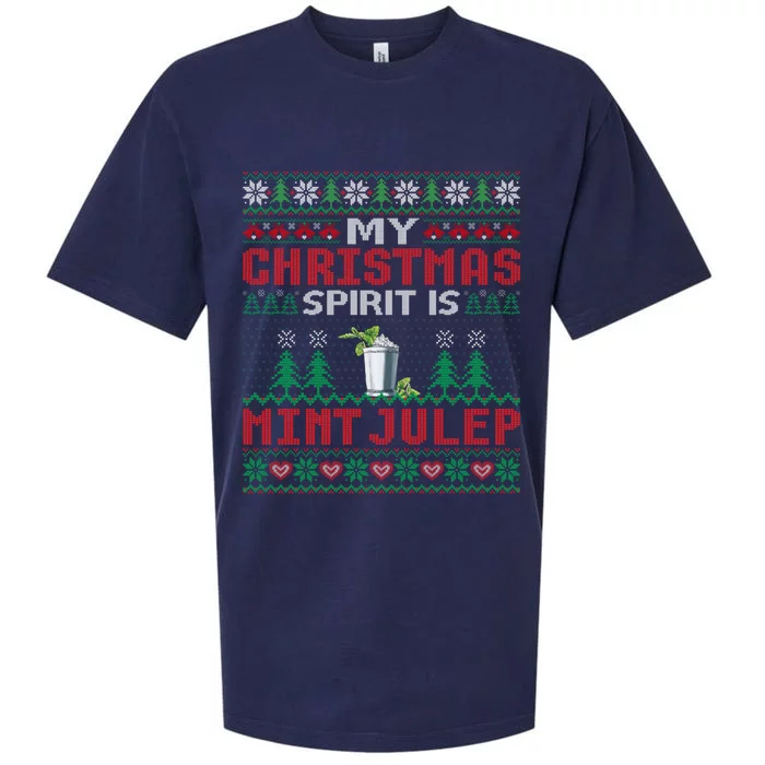 My Christmas Spirit Is Mint Julep Funny Cocktail Christmas Cute Gift Sueded Cloud Jersey T-Shirt