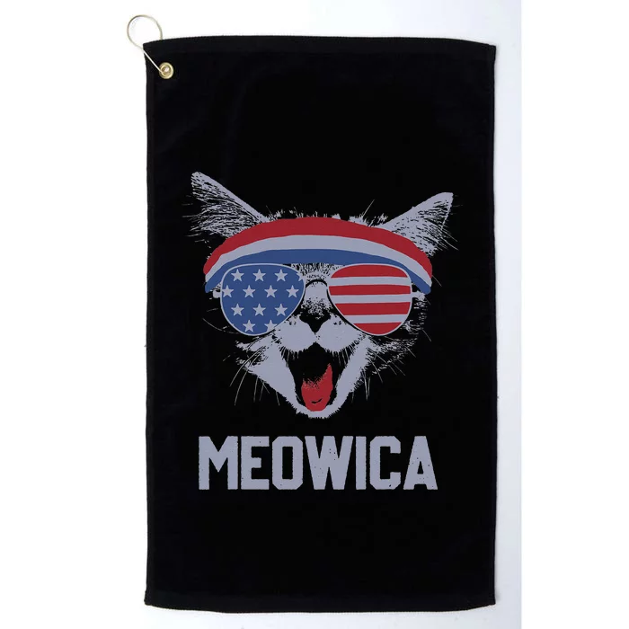 MEOWICA Cat Sunglasses Merica Cat American Flag 4th July Platinum Collection Golf Towel