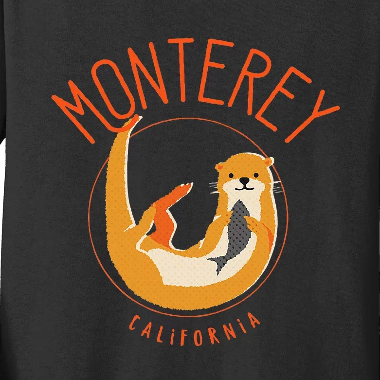 Monterey California Sea Otter Design Kids Long Sleeve Shirt