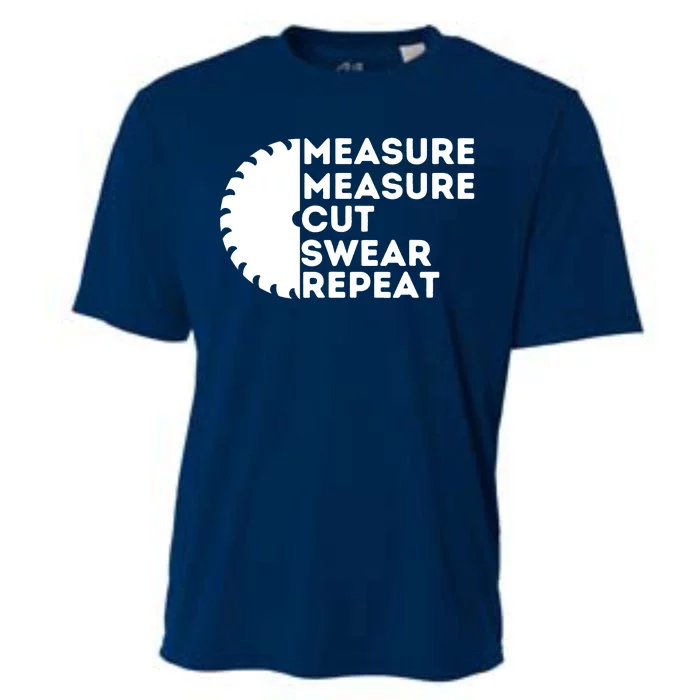 Measure Cut Swear Funny Carpenter & Woodworking Woodworker Cooling Performance Crew T-Shirt