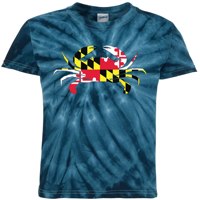 Maryland Crab State Pride Flag Kids Tie-Dye T-Shirt