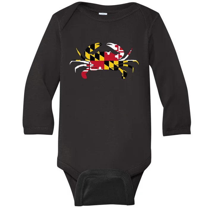 Maryland Crab State Pride Flag Baby Long Sleeve Bodysuit