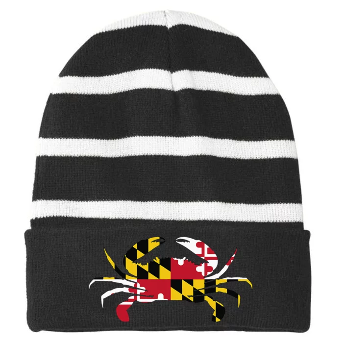 Maryland Crab State Pride Flag Striped Beanie with Solid Band