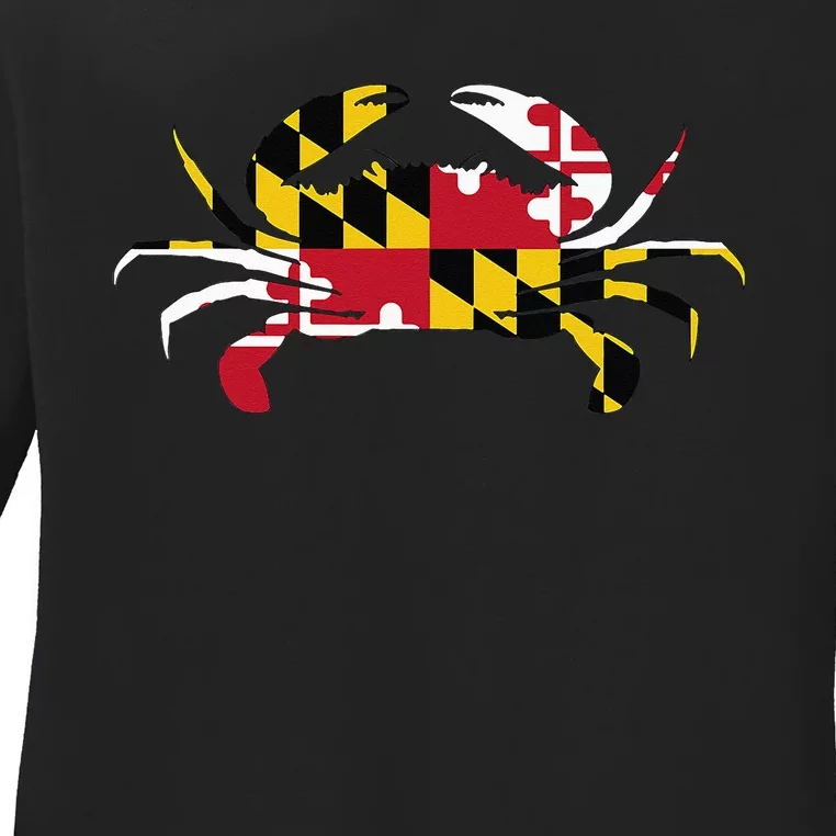 Maryland Crab State Pride Flag Ladies Long Sleeve Shirt