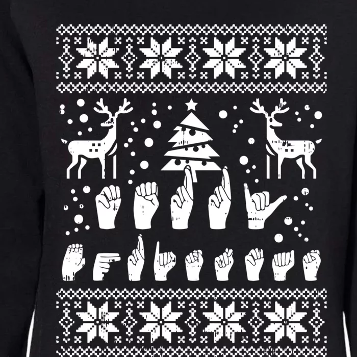 Merry Christmas Sign Language Asl Deaf Ugly Christmas Gift Womens California Wash Sweatshirt