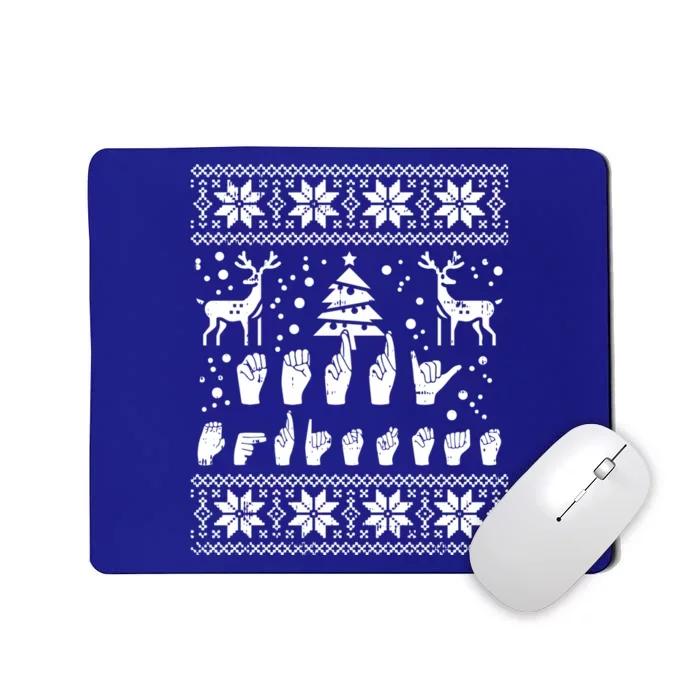 Merry Christmas Sign Language Asl Deaf Ugly Christmas Gift Mousepad