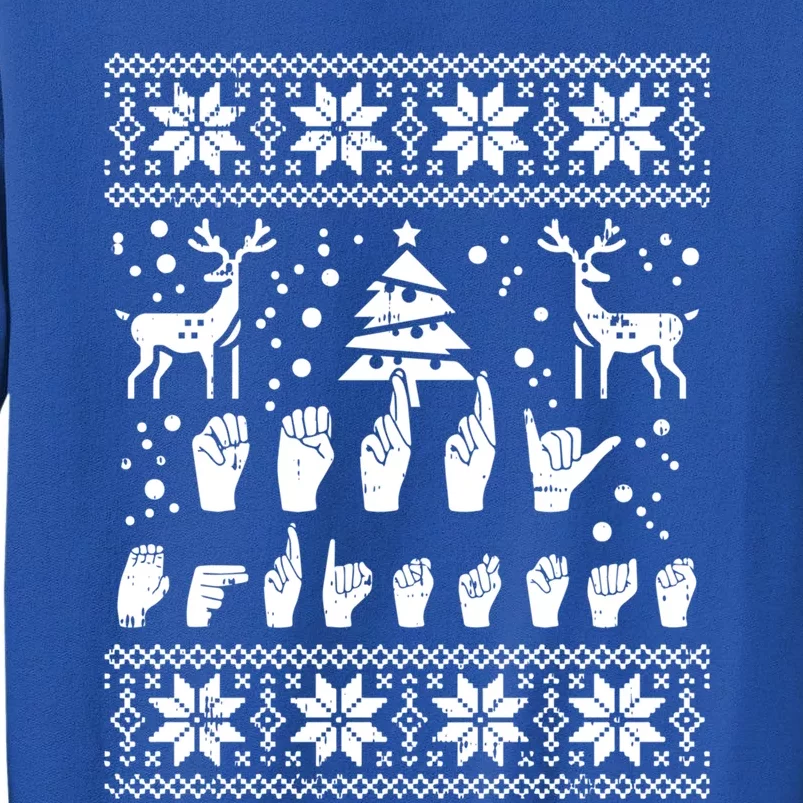 Merry Christmas Sign Language Asl Deaf Ugly Christmas Gift Tall Sweatshirt