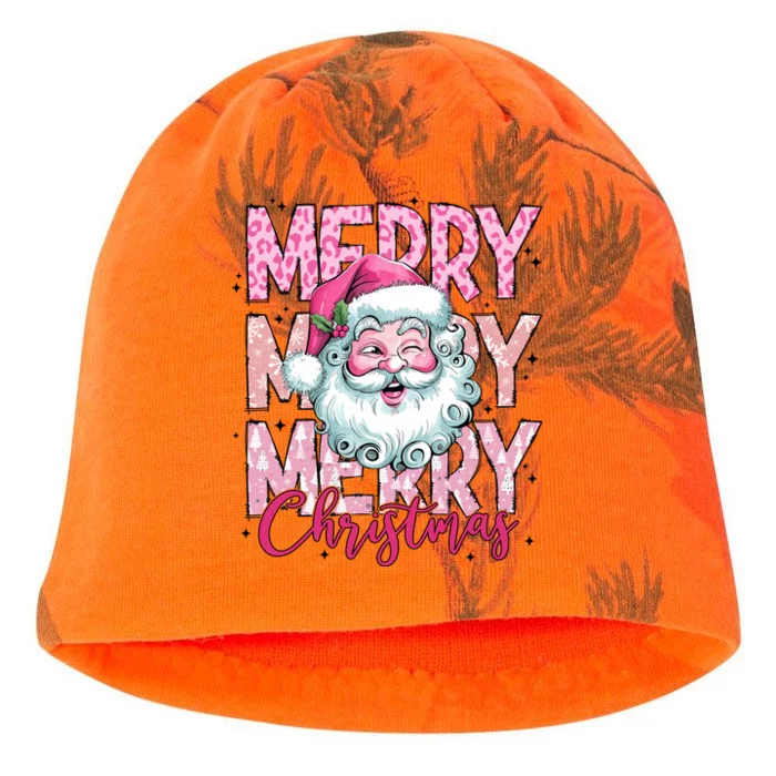 Merry Christmas Santa Claus Rero Pink Kati - Camo Knit Beanie