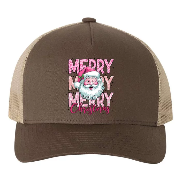 Merry Christmas Santa Claus Rero Pink Yupoong Adult 5-Panel Trucker Hat