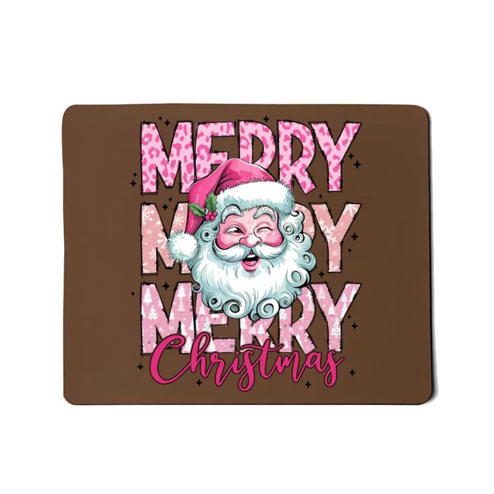 Merry Christmas Santa Claus Rero Pink Mousepad