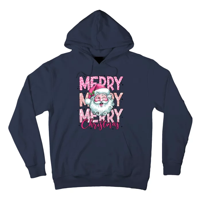 Merry Christmas Santa Claus Rero Pink Hoodie