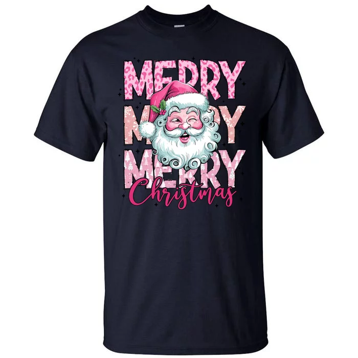 Merry Christmas Santa Claus Rero Pink Tall T-Shirt