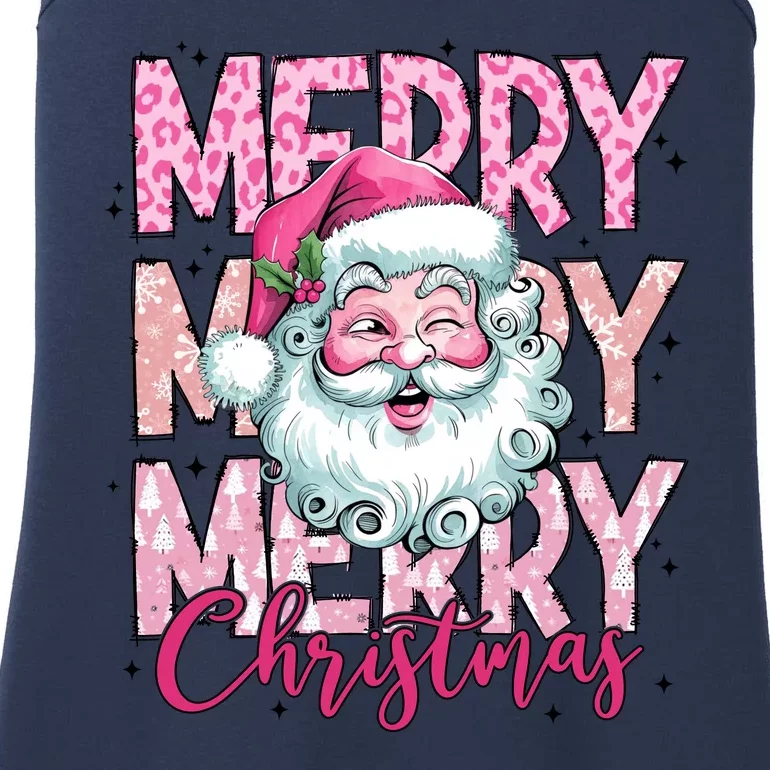 Merry Christmas Santa Claus Rero Pink Ladies Essential Tank