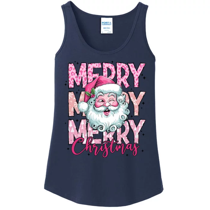 Merry Christmas Santa Claus Rero Pink Ladies Essential Tank