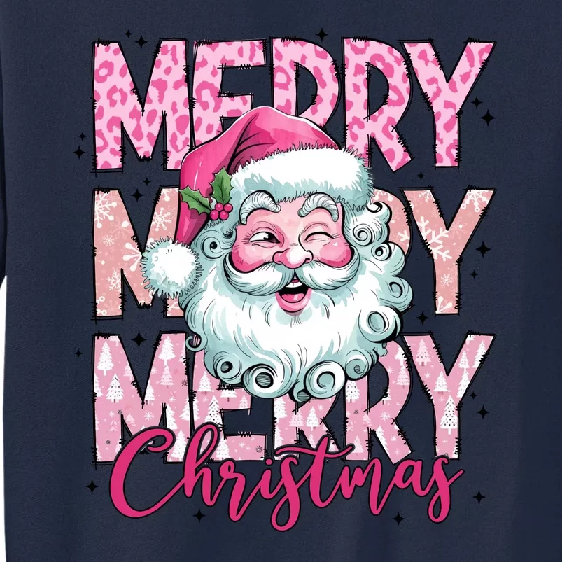 Merry Christmas Santa Claus Rero Pink Tall Sweatshirt