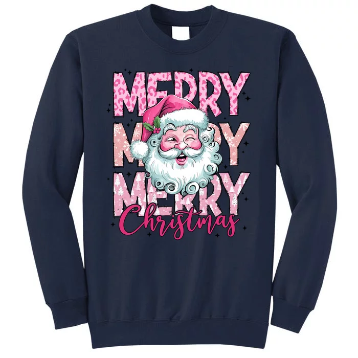 Merry Christmas Santa Claus Rero Pink Tall Sweatshirt