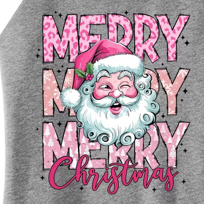 Merry Christmas Santa Claus Rero Pink Women’s Perfect Tri Rocker Tank