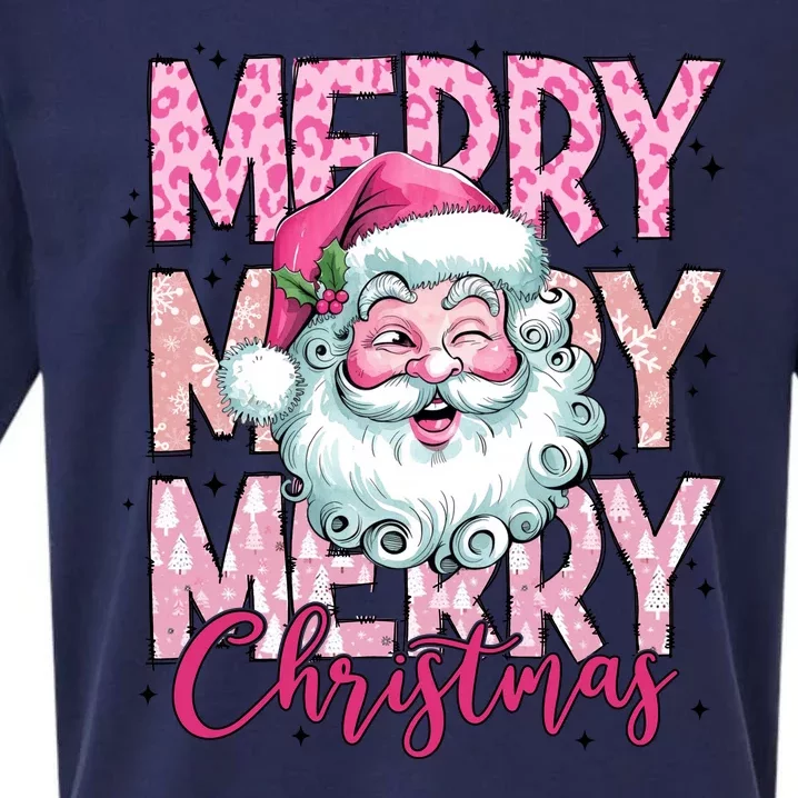 Merry Christmas Santa Claus Rero Pink Sueded Cloud Jersey T-Shirt