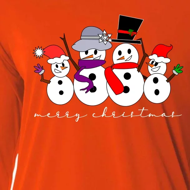 Merry Christmas Snowman Family And Friends Cooling Performance Long Sleeve Crew