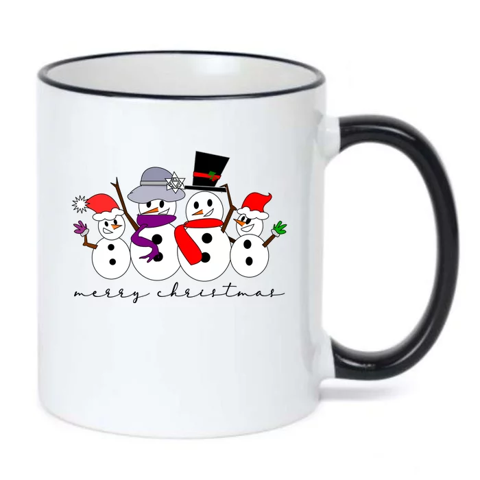 Merry Christmas Snowman Family And Friends Black Color Changing Mug