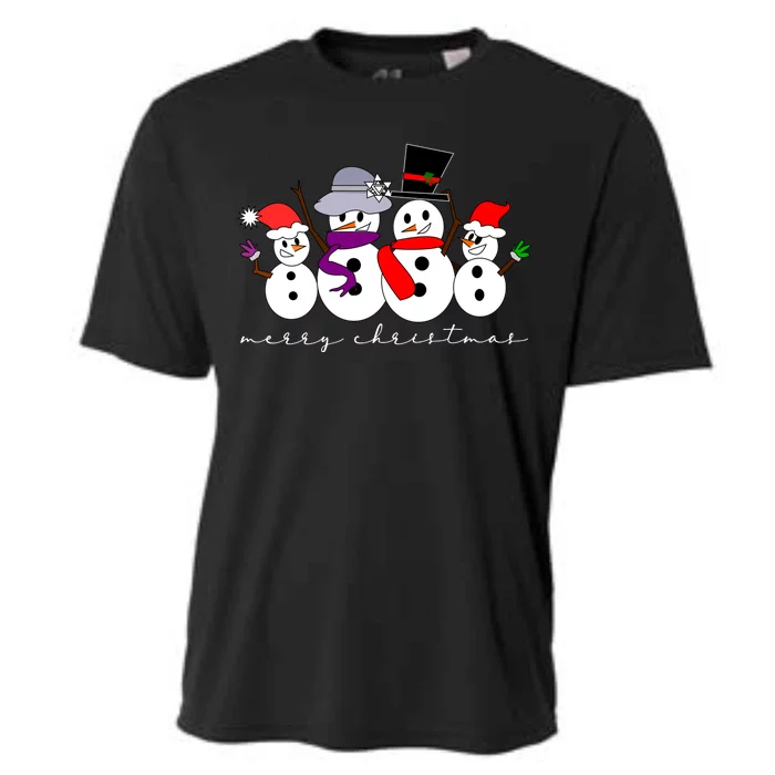 Merry Christmas Snowman Family And Friends Cooling Performance Crew T-Shirt