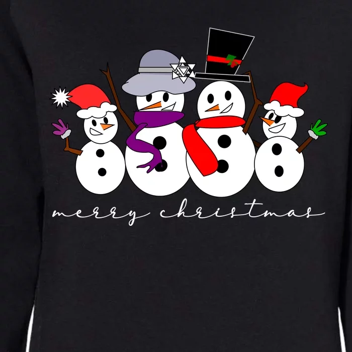 Merry Christmas Snowman Family And Friends Womens California Wash Sweatshirt