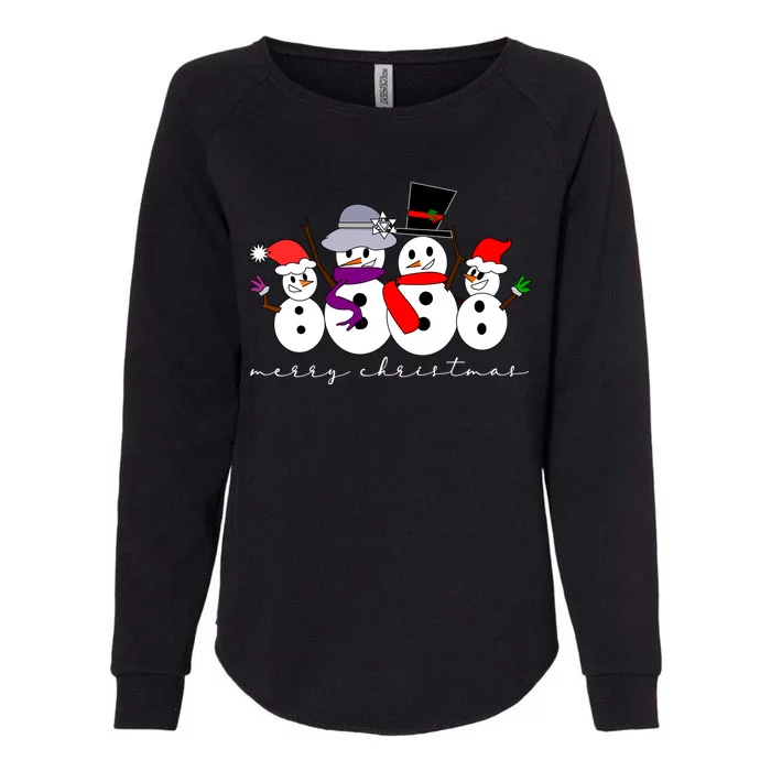 Merry Christmas Snowman Family And Friends Womens California Wash Sweatshirt