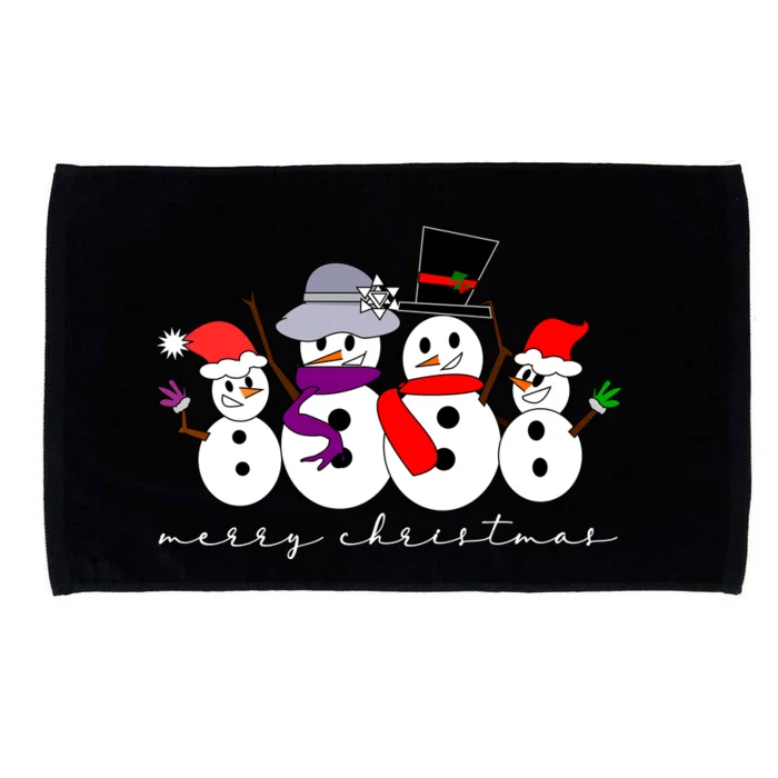 Merry Christmas Snowman Family And Friends Microfiber Hand Towel