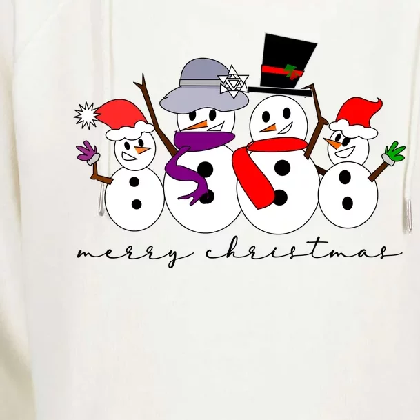 Merry Christmas Snowman Family And Friends Womens Funnel Neck Pullover Hood