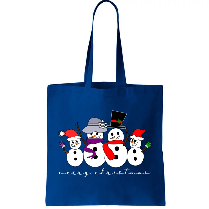 Merry Christmas Snowman Family And Friends Tote Bag