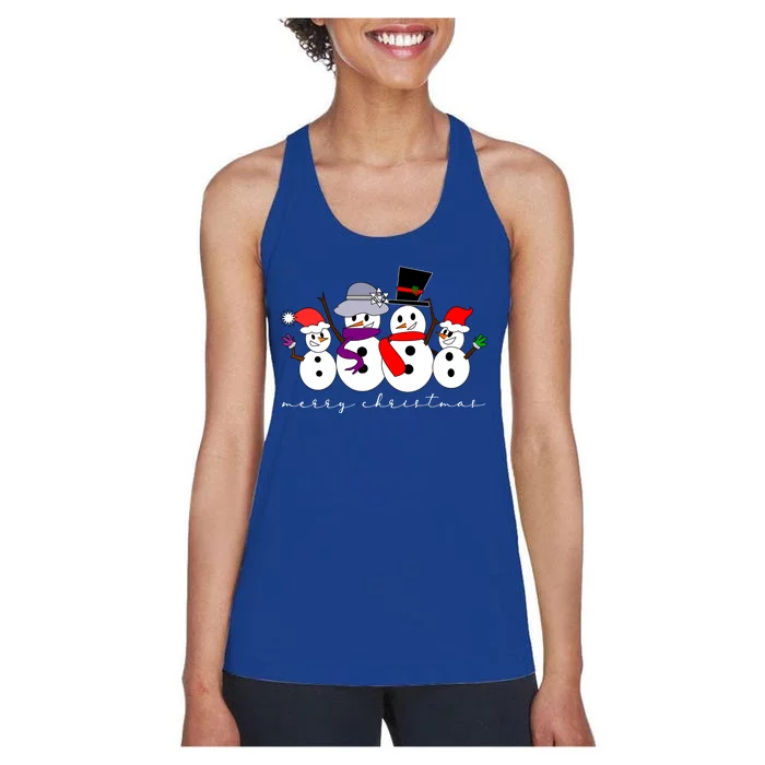 Merry Christmas Snowman Family And Friends Women's Racerback Tank