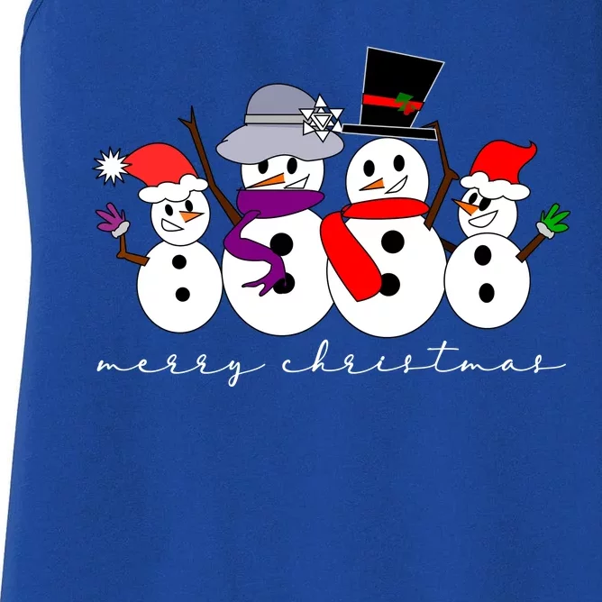 Merry Christmas Snowman Family And Friends Women's Racerback Tank