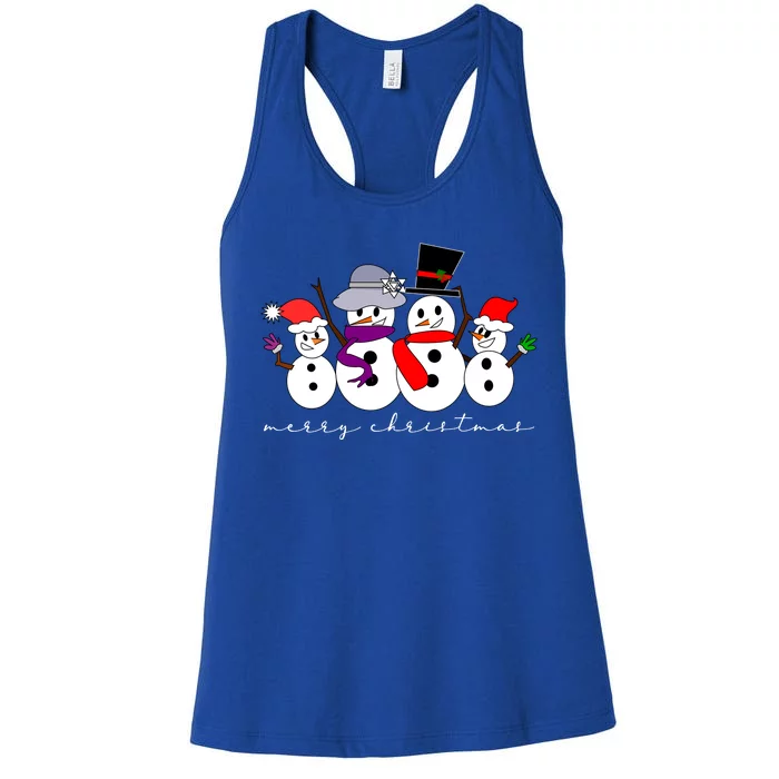 Merry Christmas Snowman Family And Friends Women's Racerback Tank