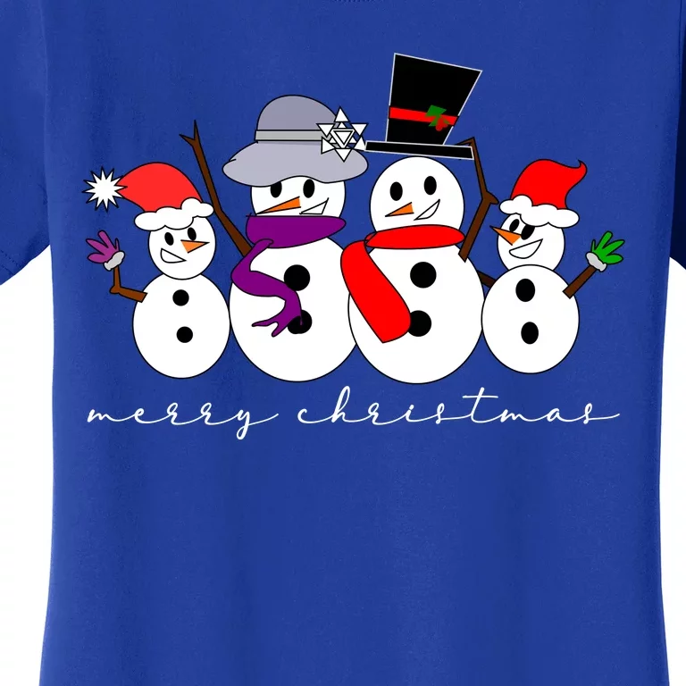 Merry Christmas Snowman Family And Friends Women's T-Shirt