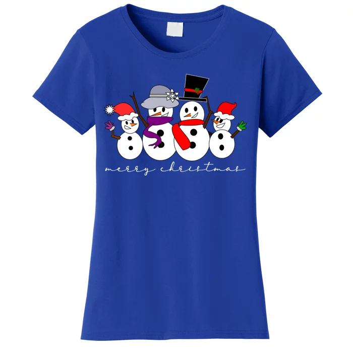 Merry Christmas Snowman Family And Friends Women's T-Shirt