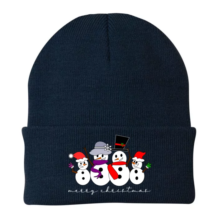 Merry Christmas Snowman Family And Friends Knit Cap Winter Beanie