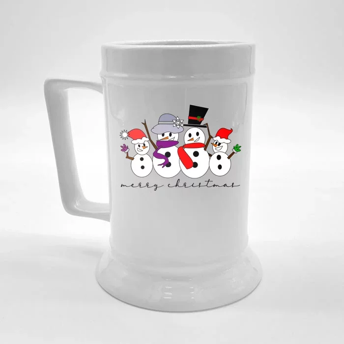 Merry Christmas Snowman Family And Friends Front & Back Beer Stein