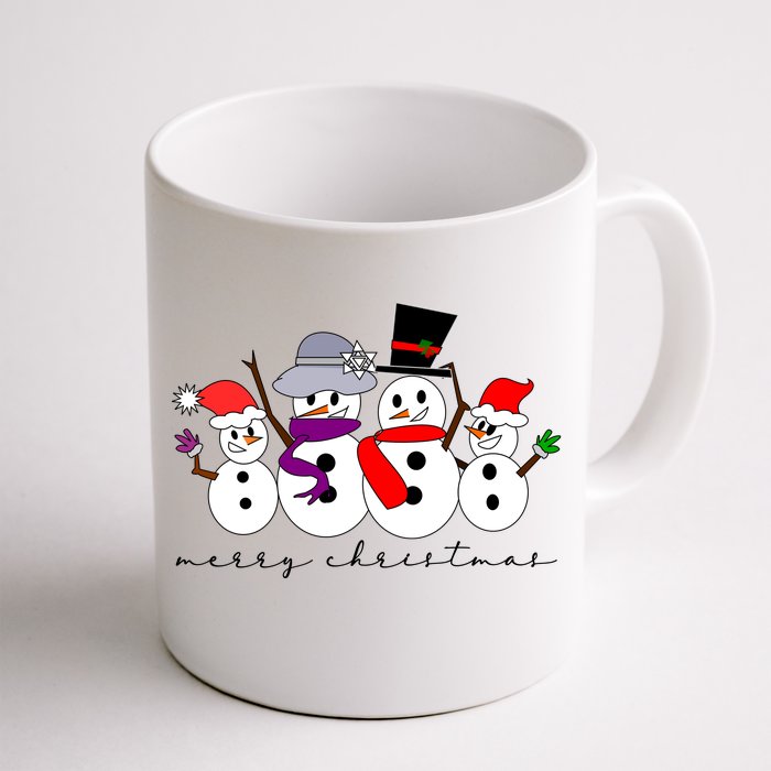 Merry Christmas Snowman Family And Friends Front & Back Coffee Mug