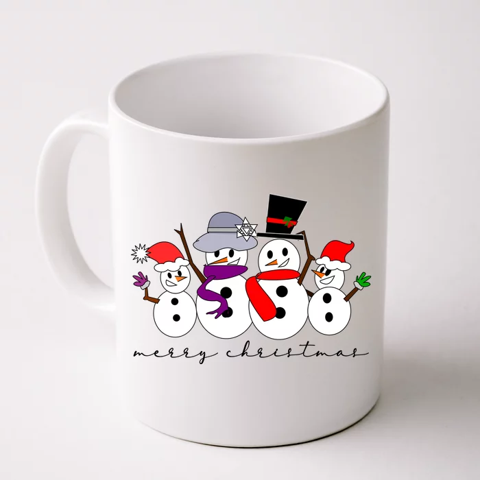 Merry Christmas Snowman Family And Friends Front & Back Coffee Mug