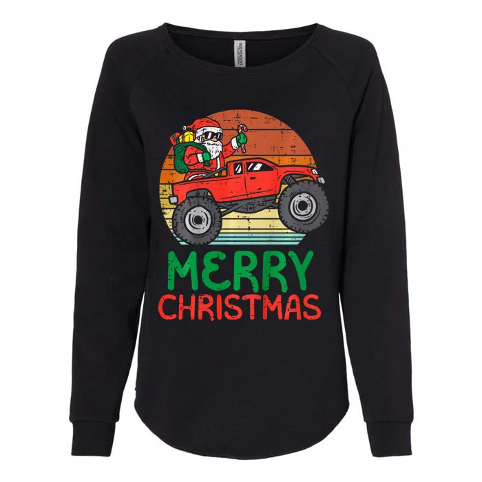 Merry Christmas Santa Monster Truck Xmas Pj Womens California Wash Sweatshirt