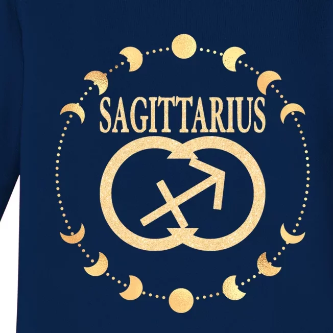 Moon Cycle Sagittarius Zodiac Gift Baby Long Sleeve Bodysuit