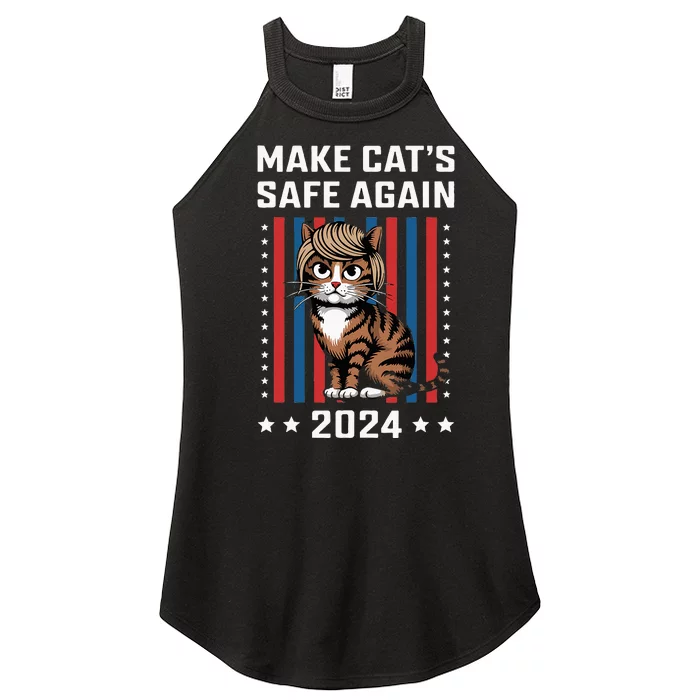 Make Cats Safe Again Funny 2024 Trump Cats Owner Women’s Perfect Tri Rocker Tank