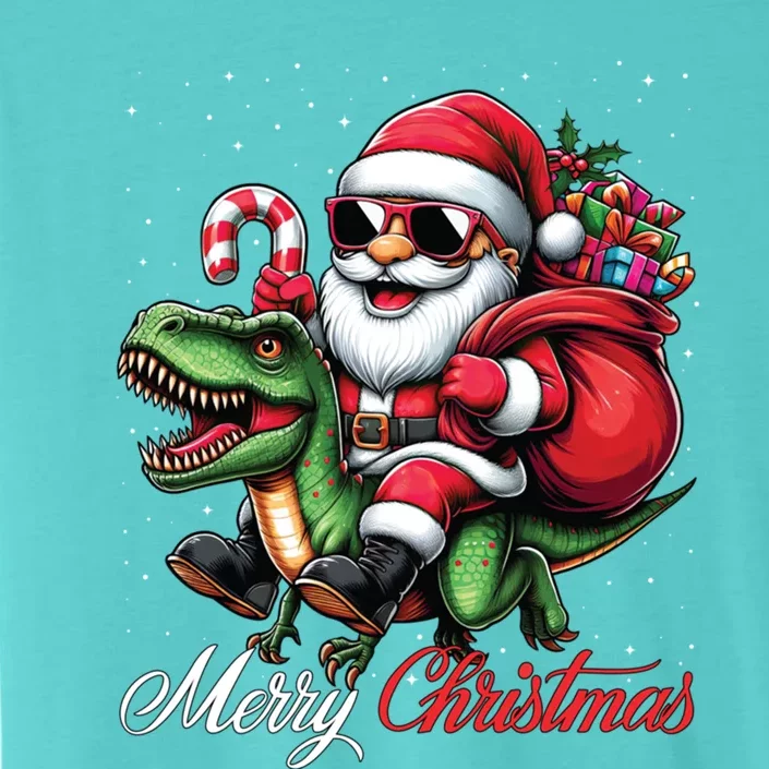 Merry Christmas Santa Claus Riding A T Rex Dinosaur Gift ChromaSoft Performance T-Shirt