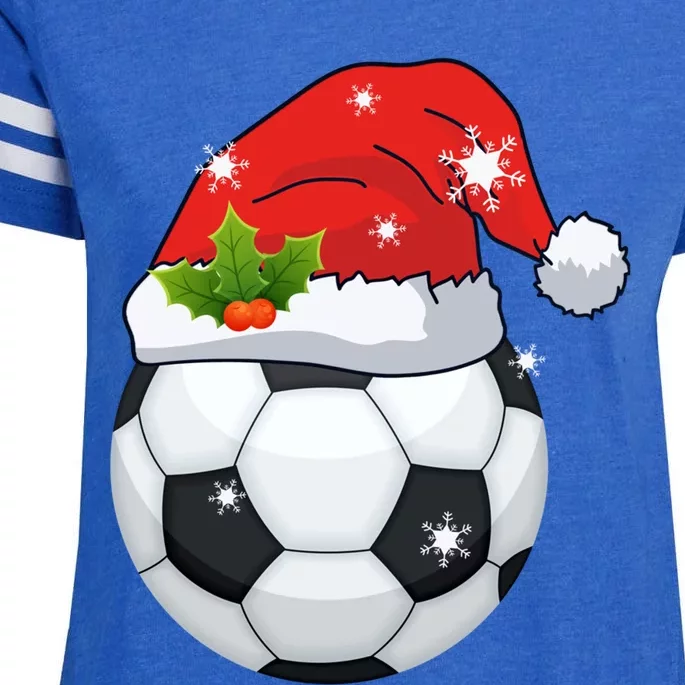 Merry Christmas Soccer Santa Hat Xmas Boys Girls Funny Gift Enza Ladies Jersey Football T-Shirt