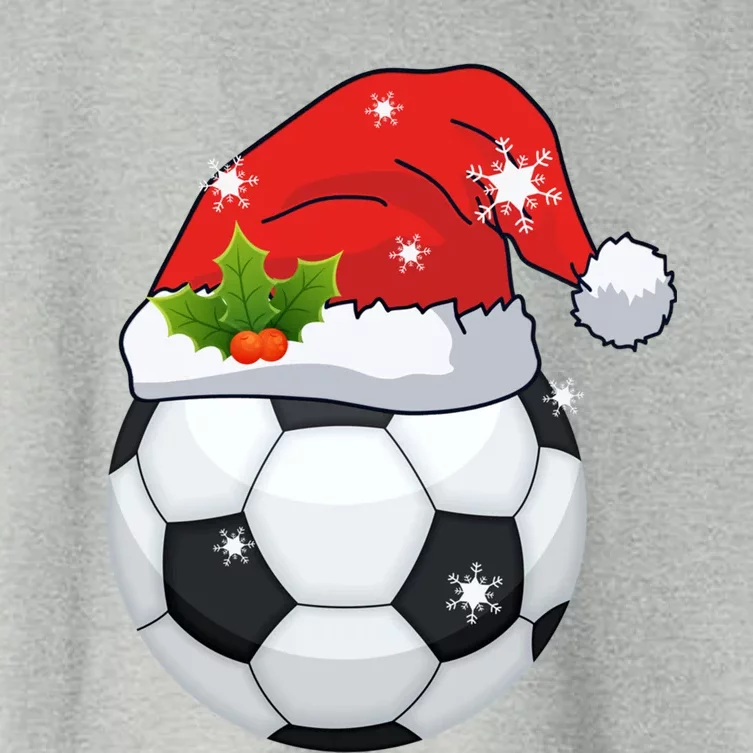 Merry Christmas Soccer Santa Hat Xmas Boys Girls Funny Gift Women's Crop Top Tee