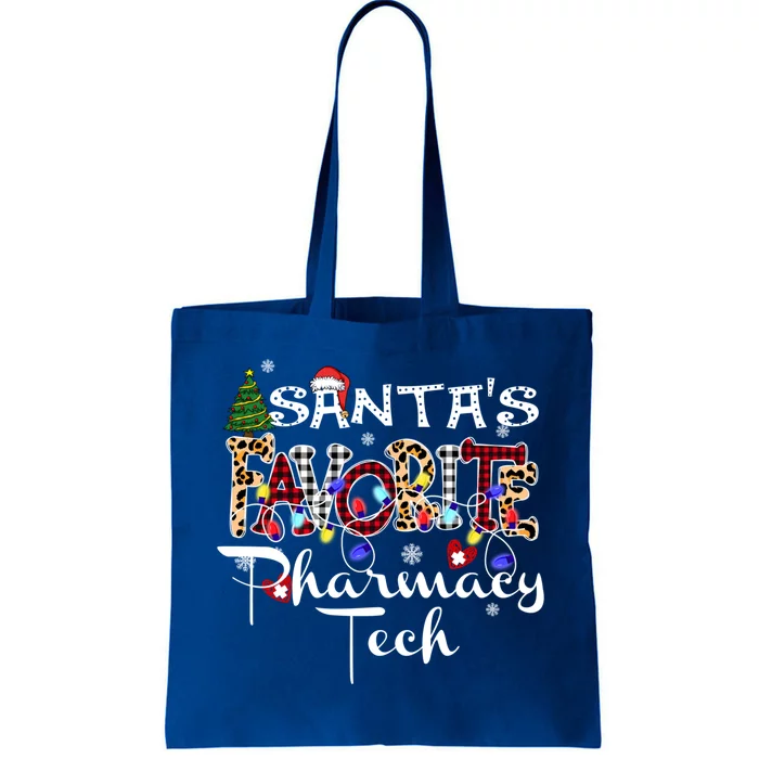 Merry Christmas SantaS Favorite Pharmacy Tech Xmas Lights Cool Gift Tote Bag