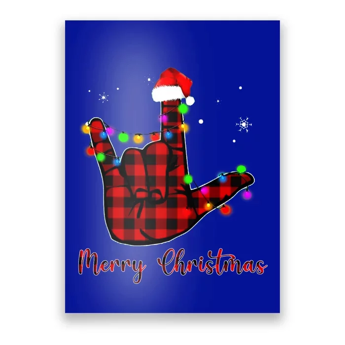 Merry Christmas Sign Language Asl Santa Hat Poster