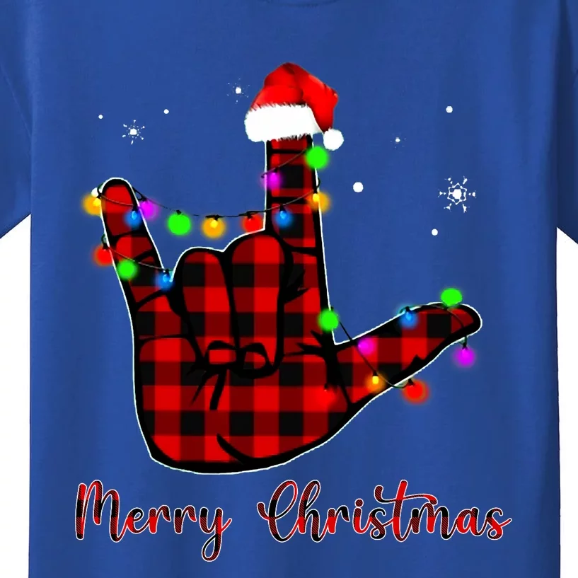 Merry Christmas Sign Language Asl Santa Hat Kids T-Shirt