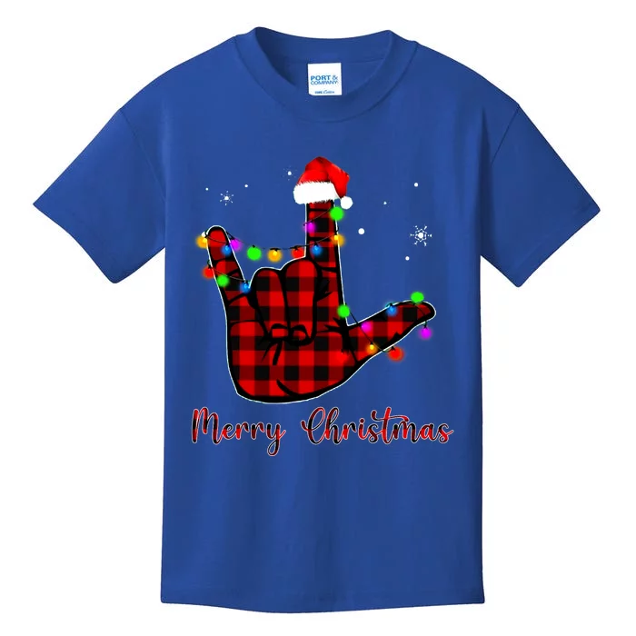 Merry Christmas Sign Language Asl Santa Hat Kids T-Shirt